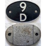 British Railways (Midland Region) cast-iron LOCOMOTIVE SHEDPLATE 9D used by Buxton from 1950-1963