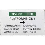 London Underground c1970s enamel PLATFORM DIRECTION SIGN from Earl's Court Station 'District Line,