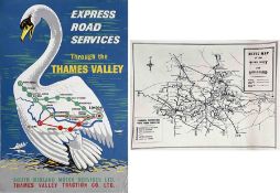 1960s double-crown COACH POSTER 'Express Services through the Thames Valley' by Derrick Sayer (