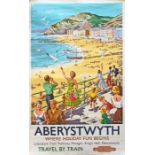 1956 British Railways (Western Region) double-royal POSTER 'Aberystwyth - where holiday fun