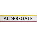 1950s/60s London Underground enamel PLATFORM FRIEZE PANEL from the former Aldersgate station on