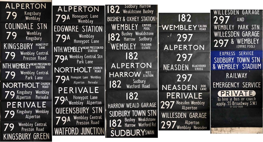 London Transport DESTINATION BLIND for an MB (also fits RF) from Alperton (ON) garage dated 7.5.71