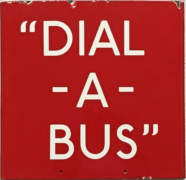 London Transport bus stop enamel G-PLATE 'Dial-a-Bus'. An E9-size plate from the 1974-76 service