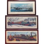 Trio of LNER/British Railways CARRIAGE PRINTS, all mounted & glazed in original-style frames,