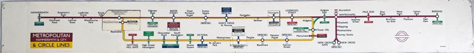 1969 London Underground CAR LINE DIAGRAM for the Metropolitan (Hammersmith & City) and Circle Lines.