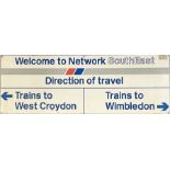 Network South East STATION SIGN 'Welcome' and 'Direction of Travel' from Merton Park station (