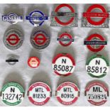 Selection (16) of London Transport etc UNIFORM CAP & LAPEL BADGES incl LGOC lapel badge, 'Publicity'