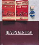 Selection (8 items) of Devon General Omnibus & Touring Co Ltd items comprising 5 x 1940s TIMETABLE