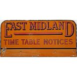 East Midland Motor Services enamel HEADER PLATE 'Time Table Notices', we estimate to be 1930s-