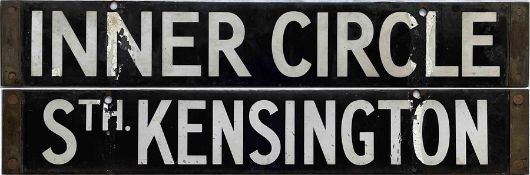 London Underground Q/CO/CP-Stock enamel CAB DESTINATION PLATE for Inner Circle/Sth Kensington on the