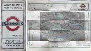 1924 London Underground POCKET MAP of the Electric Railways of London "What to see and how to