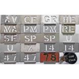 Good quantity (19) of London Transport bus garage ALLOCATION STENCIL PLATES (14) & RUNNING