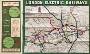 c1909 London Underground POCKET MAP - Central London Railway , 'The Direct Line - For Business,