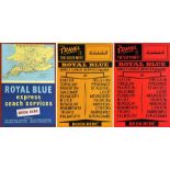 Selection (3) of 1960s Royal Blue Coaches double-crown POSTERS comprising 'Express Coach