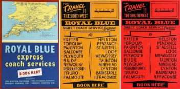 Selection (3) of 1960s Royal Blue Coaches double-crown POSTERS comprising 'Express Coach