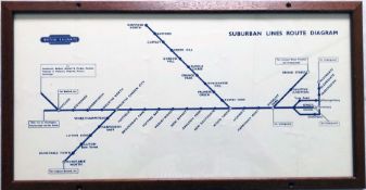 1950s British Railways (Eastern Region) CARRIAGE DIAGRAM 'Suburban Lines Route Diagram' showing