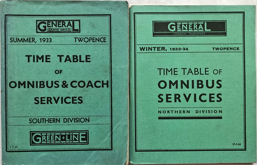 Pair of 1930s General Country Services/General - London Transport TIMETABLE BOOKLETS comprising