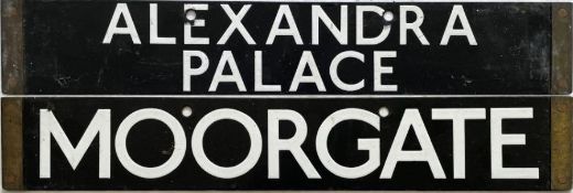 London Underground 1938-Tube Stock enamel CAB DESTINATION PLATE for Alexandra Palace / Moorgate on