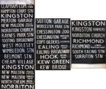 London Transport RT bus DESTINATION BLIND from Norbiton (NB) garage dated 25.10.71 and coded 'V' for