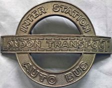 1930s London Transport ARMBAND PLATE 'Inter Station Auto Bus' as worn by conductors on the blue-