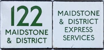 Pair of London Transport bus stop enamel E-PLATES for Maidstone & District Services, the first for