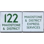 Pair of London Transport bus stop enamel E-PLATES for Maidstone & District Services, the first for