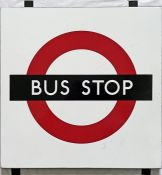 1950s/60s London Transport enamel BUS STOP SIGN (compulsory version) from a 'Keston' wooden bus