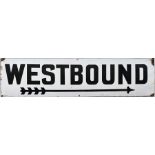 London Post Office Railway ENAMEL SIGN 'Westbound' with 4-flighted directional arrow. Thought to