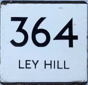 London Transport bus stop enamel E-PLATE for route 364 destinated Ley Hill. This would have been one