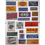 Quantity (22) of Bassett-Lowke miniature, tinplate ADVERTISING SIGNS. Many 'household' names