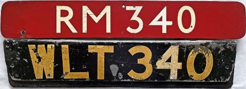 London Transport Routemaster bonnet FLEETNUMBER PLATE and front REGISTRATION PLATE from RM 340.