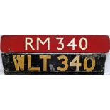 London Transport Routemaster bonnet FLEETNUMBER PLATE and front REGISTRATION PLATE from RM 340.