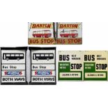 Trio of double-sided BUS STOP FLAGS comprising an enamel (with added alloy plate) 'Barton Robin