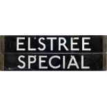 London Underground 1938-Tube Stock enamel CAB DESTINATION PLATE for Elstree / Special on the