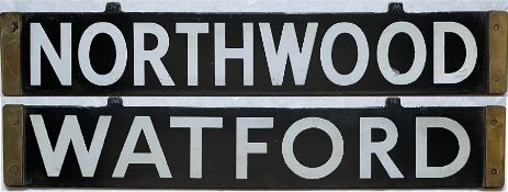 London Underground F-Stock or T-Stock enamel DESTINATION PLATE 'Northwood / Watford' from the