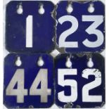 Selection (4) of LCC / London Transport Tramways enamel RUNNING NUMBER PLATES. These were hung on