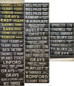 London Country (London Transport-manufactured) RT DESTINATION BLIND from Grays (GY) garage dated 2.