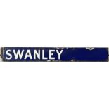 Southern Railway enamel DEPARTURE INDICATOR PLATE 'Swanley' with original wooden backing tumbler,