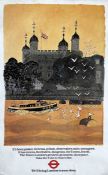 1979 London Transport double-royal POSTER 'The Tower' by Robert Tavener (1920-2004). Depicts a