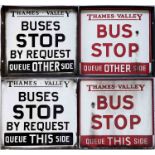 Pair of Thames Valley Traction Co BUS STOP FLAGS, one compulsory and one request. Double-sided,