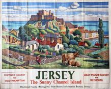 1947 Southern Railway quad-royal POSTER 'Jersey - The Sunny Channel Island' by Adrian Allinson (
