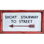 1920s/30s London Underground enamel SIGN 'Short Stairway to Street' with 4-flighted directional