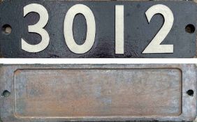 BR(W) locomotive SMOKEBOX PLATE from ex-GWR ROD-class 2-8-0 3012. Built by North British (works no