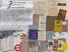 Bundle (50+ items) of 1930s onwards Railway & London Transport EPHEMERA including Southern Railway