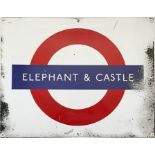 London Underground enamel PLATFORM BULLSEYE SIGN FROM Elephant & Castle station on the Bakerloo &