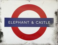 London Underground enamel PLATFORM BULLSEYE SIGN FROM Elephant & Castle station on the Bakerloo &