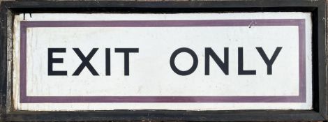 1930s London Underground enamel SIGN 'Exit Only'. Comes with its original wooden frame and