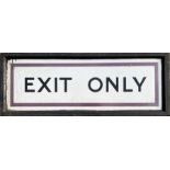 1930s London Underground enamel SIGN 'Exit Only'. Comes with its original wooden frame and