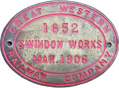 Great Western Railway brass TENDERPLATE from 3,000 or 3,500 gallon (2nd digit is unclear) tender