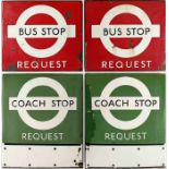 Pair of 1950s/60s London Transport BUS/COACH STOP FLAGS, both 'boat'-style and both in heavily-